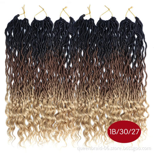 Dreadlocks Braids 24strands 18"75g Deep Wave Curly Ends Crochet Hair Braids Wavy Goddess Locs Synthetic Braiding Faux locs Hair